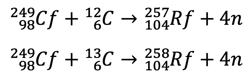 rutherfordium atomic number 249