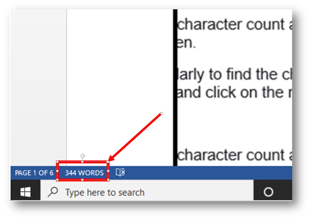 microsoft word lower left word count